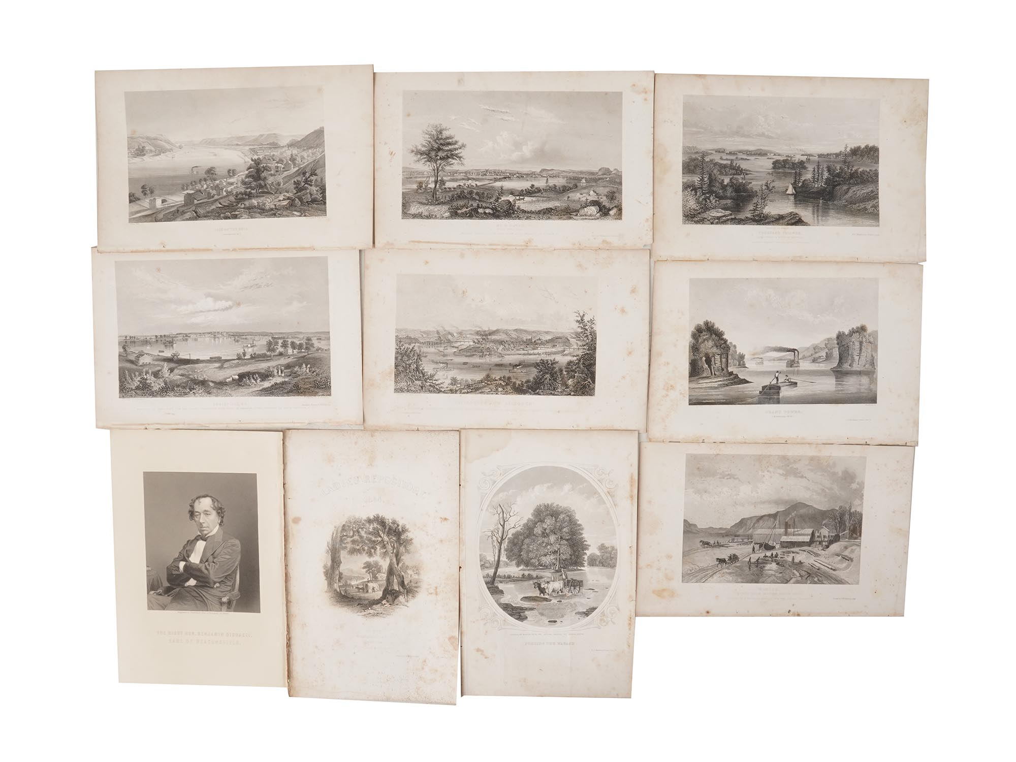 ANTIQUE 1850S AMERICAN LANDSCAPE ART 25 PRINTS PIC-2